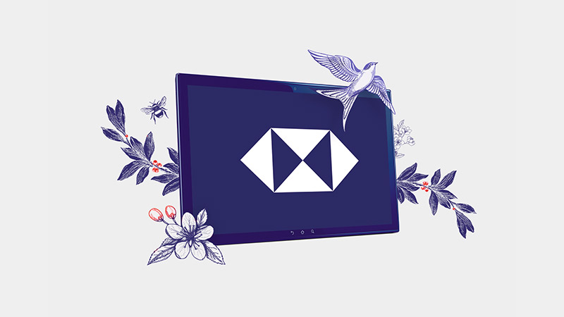 HSBC logo on a tablet; image used for HSBC Premier.